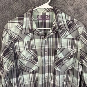 Cinch Modern Fit Pearl Snap Shirt Men's S Blue Purple Western Cowboy Rodeo